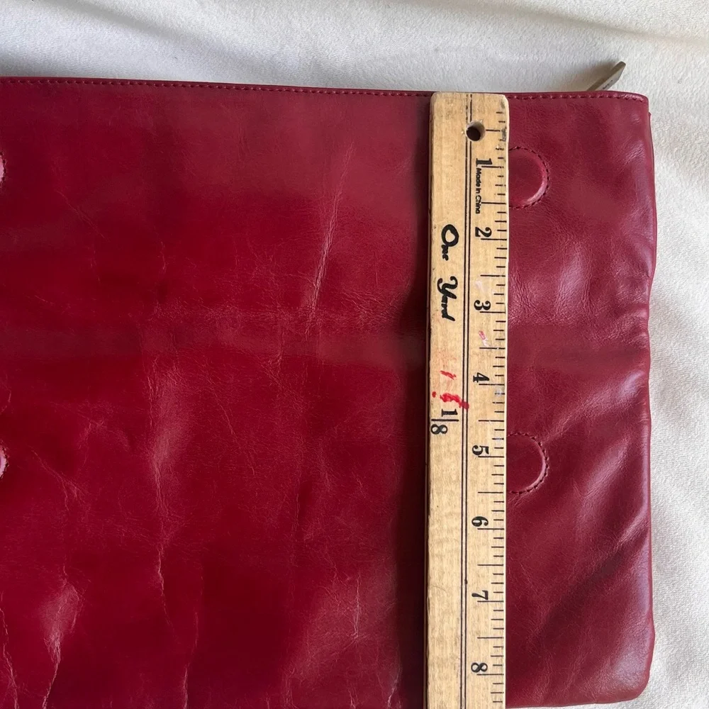HOBO International Leather Bow Clutch Purse in Pink Red Fuchsia - Picture 11 of 11